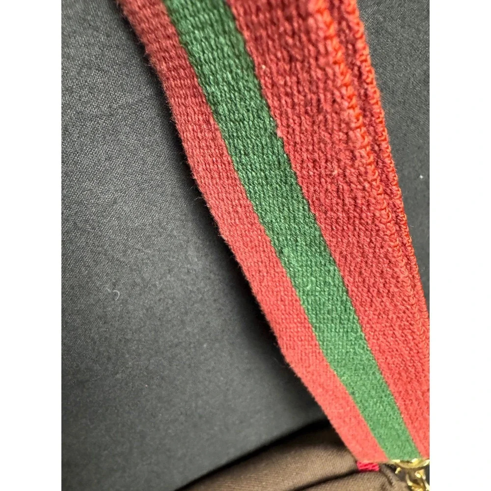 Stussy Canvas Shoulder Bag Brown Red Green Stripe Crossbody Streetwear Vintage